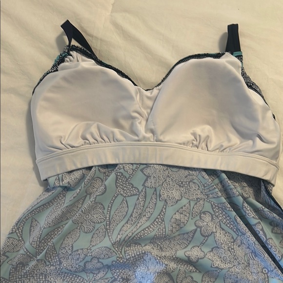Lands' End Blue Swim Set top size 14 long mastectomy swim skirt swim bottom 14 - Picture 6 of 8
